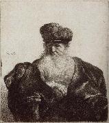 REMBRANDT Harmenszoon van Rijn Old Man with Beard,Fur Cap and Velvet Cloak Spain oil painting artist